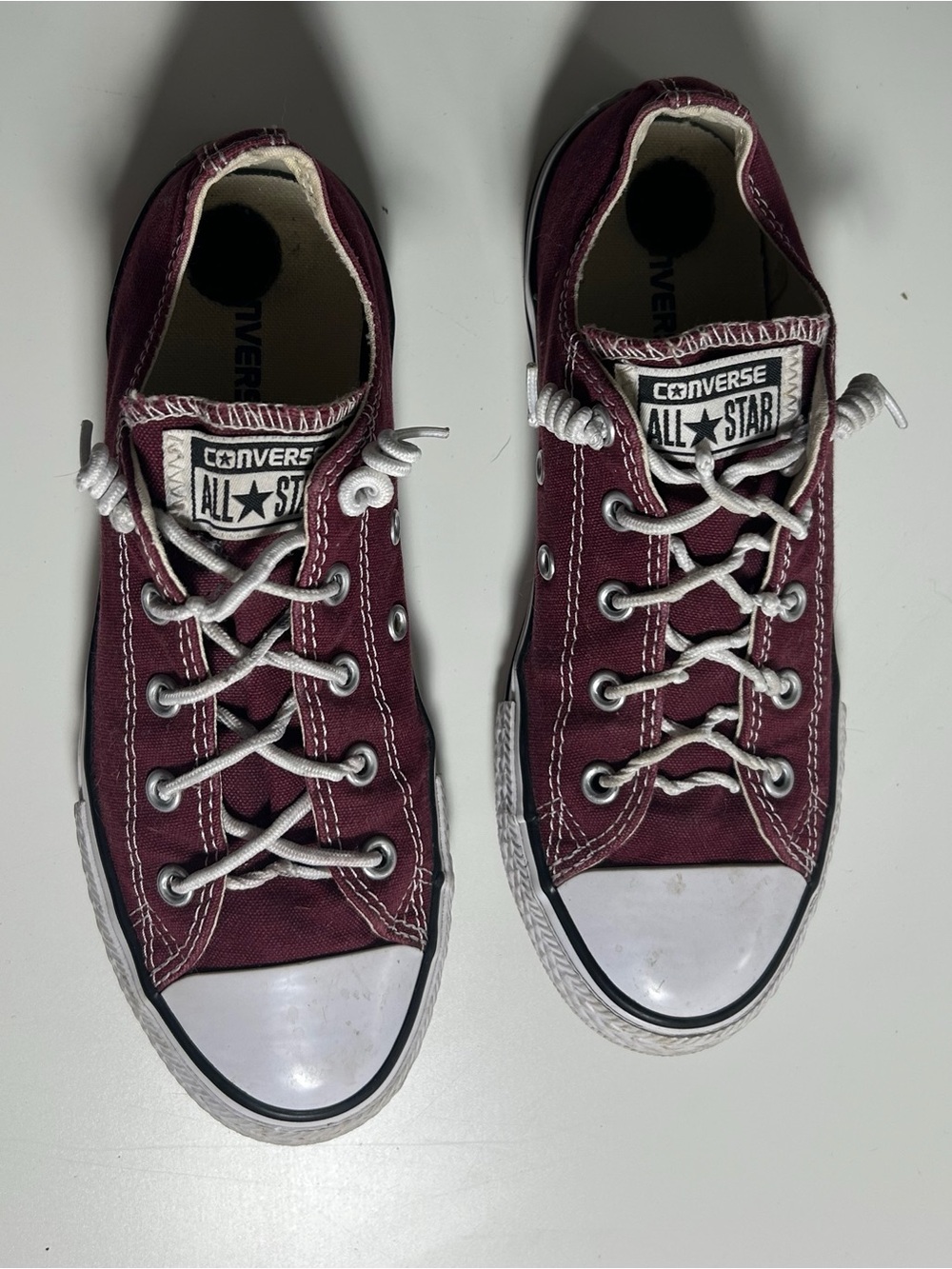 Converse Chuck Taylor All Star Kids US Size 3 Burgundy White Canvas Low Top